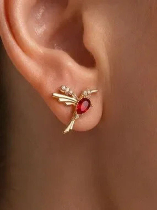 Jewelry - Bird Red Stone Small Stud Earrings - Women Jewelry